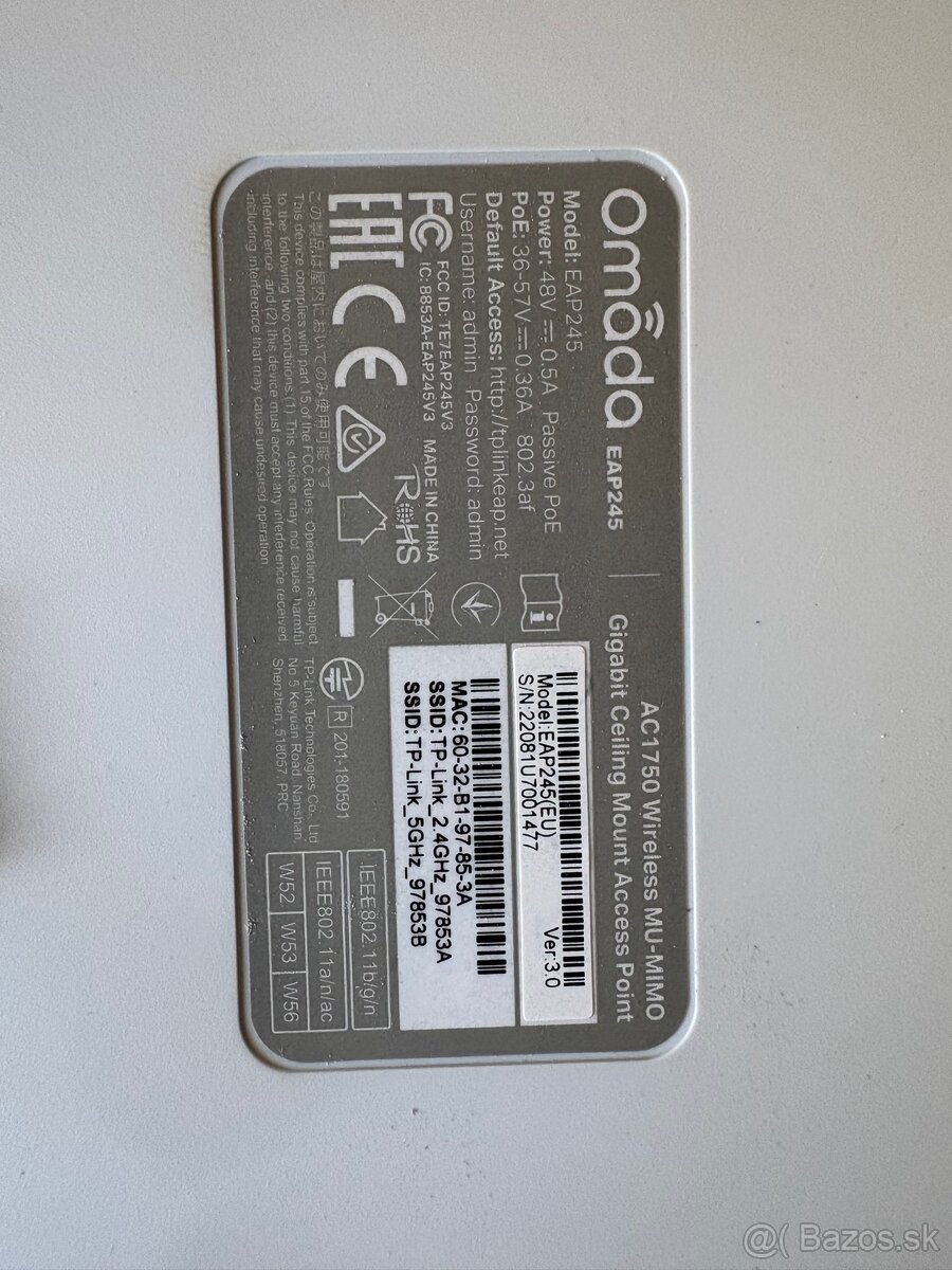 TP-Link Omada EAP245 AC1750 WiFi Access Point + PoE - 4