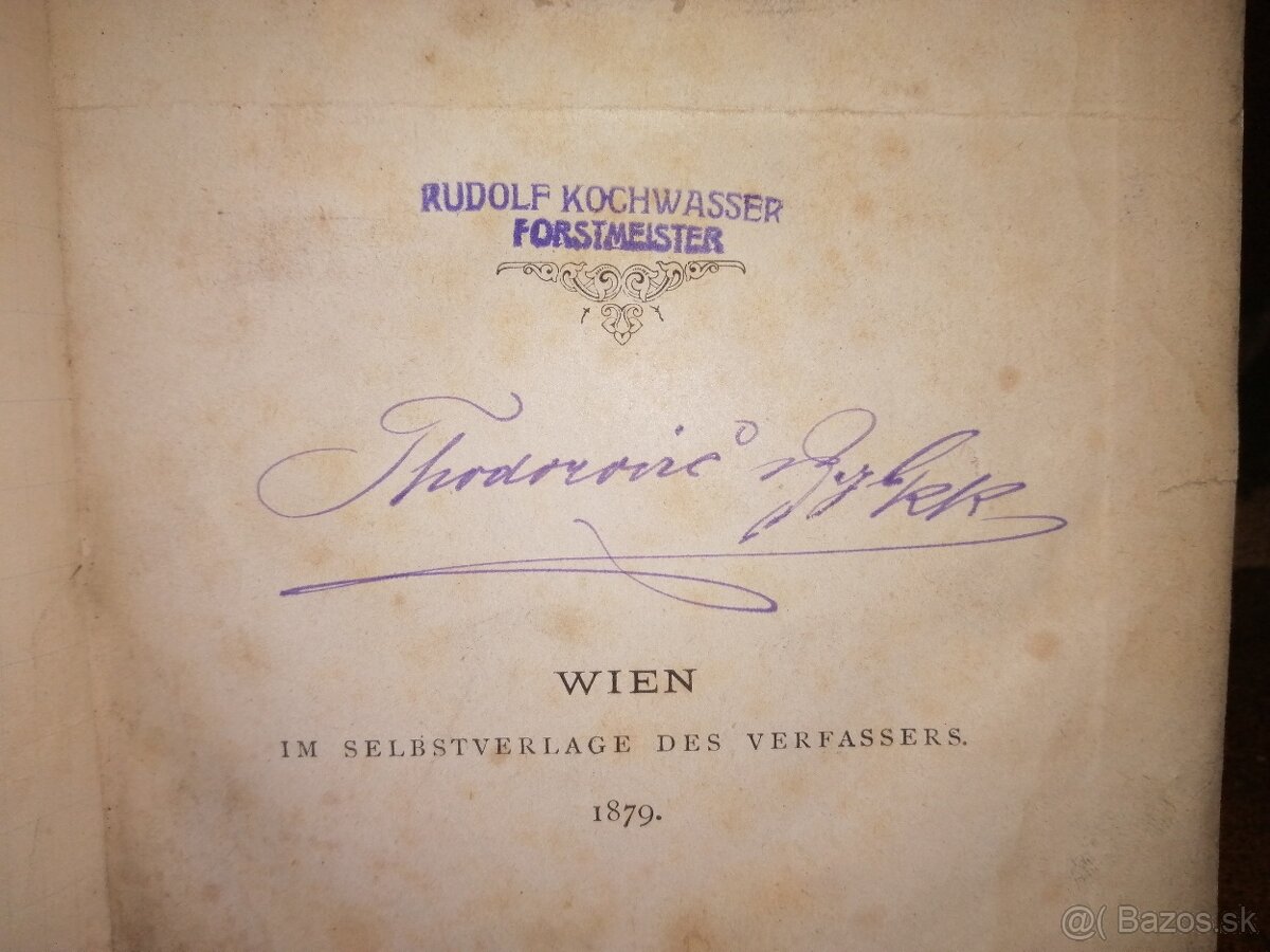Poľovnícka kniha Venovanie autora Ornithologia 1879 - 4
