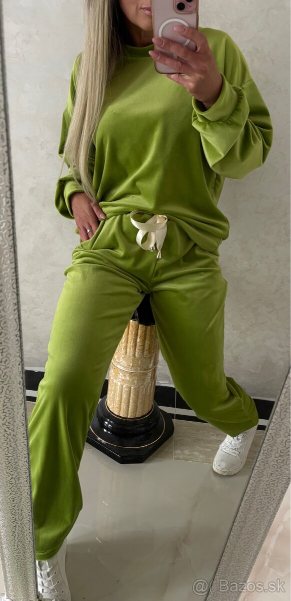 Damska talianska velurova suprava green - 4