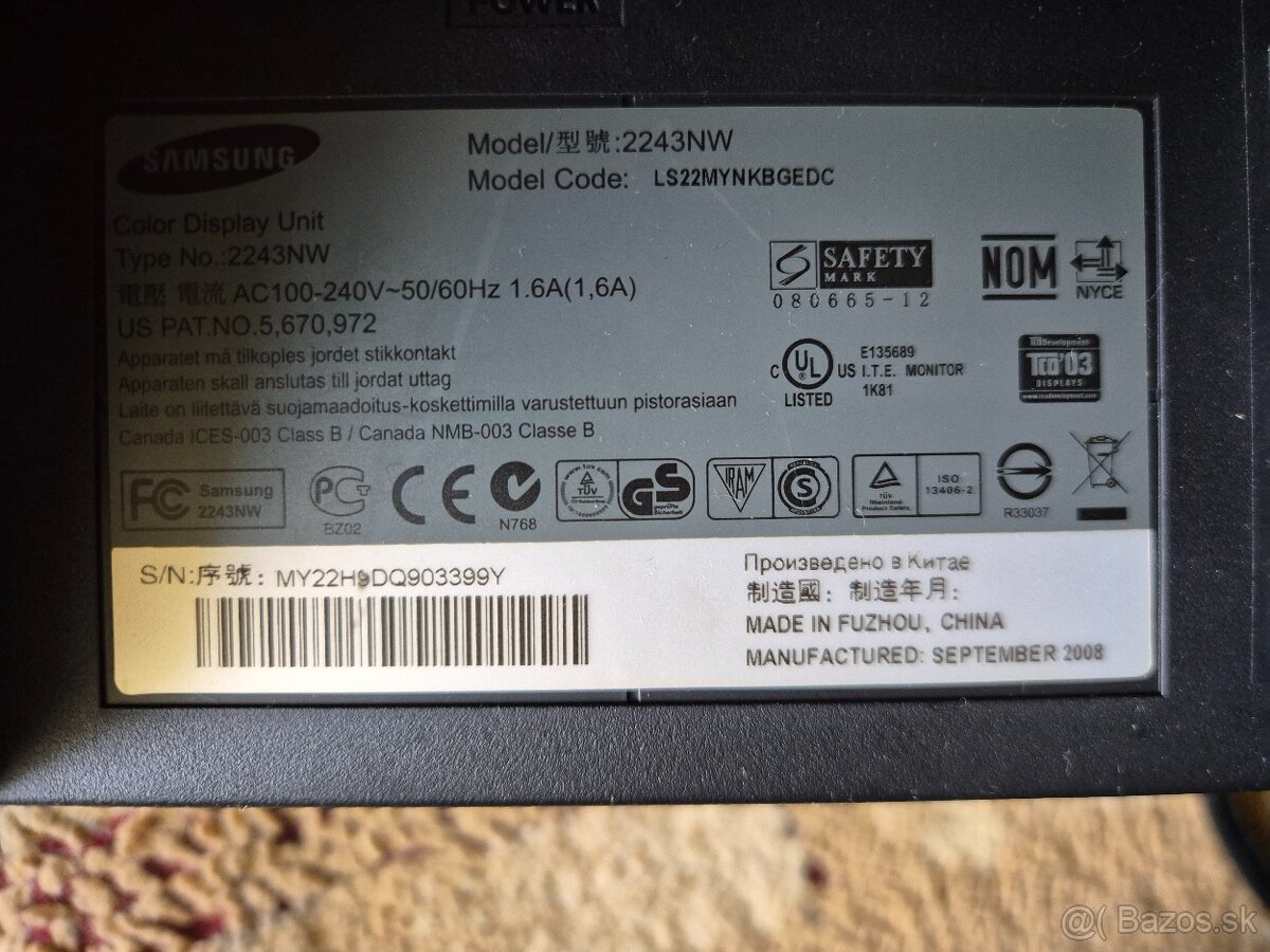 Predám LCD monitor Samsung SyncMaster 2243NW - 4