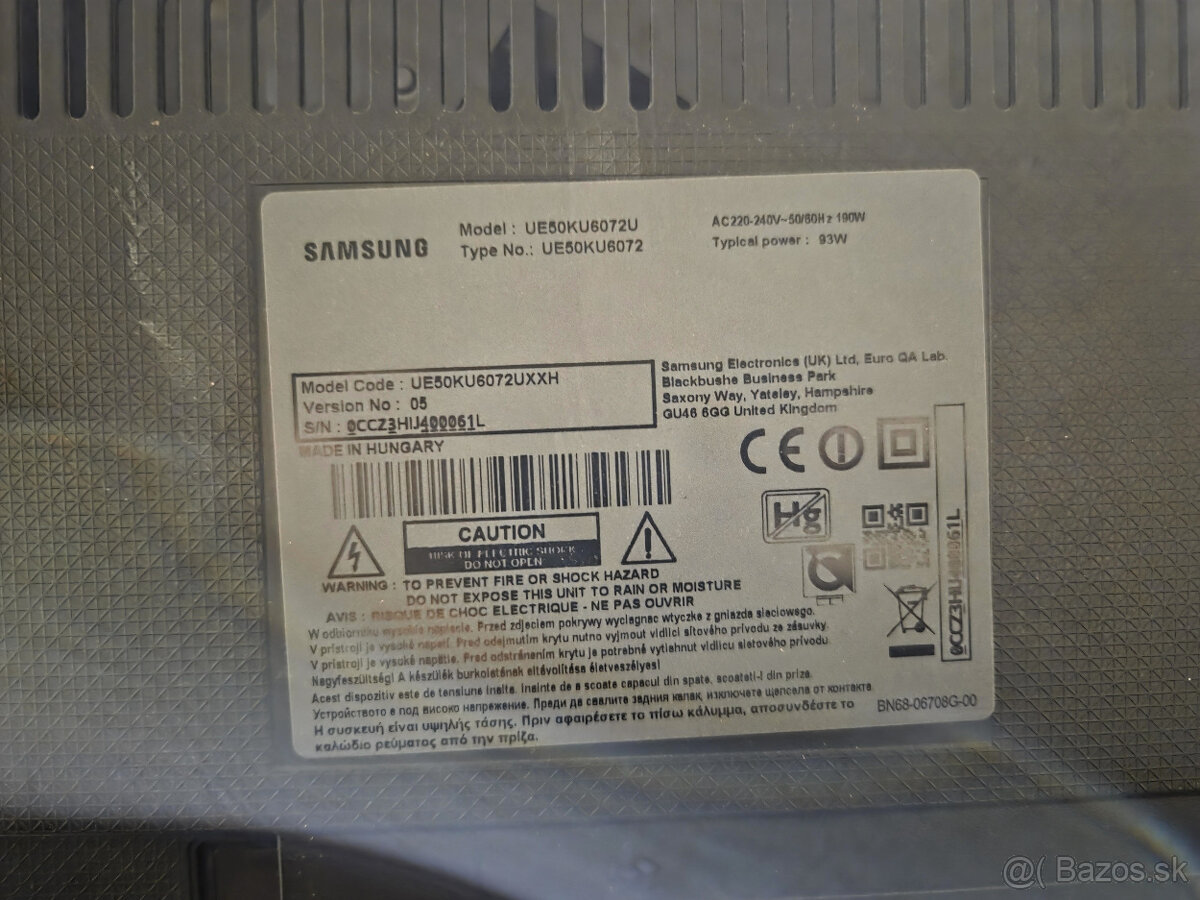 Predám 50" 4K Samsung UE50KU6072U - 4