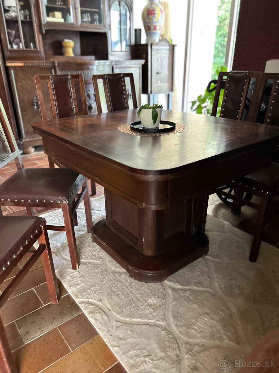 Starožitny stôl + 6 stoličiek - 4