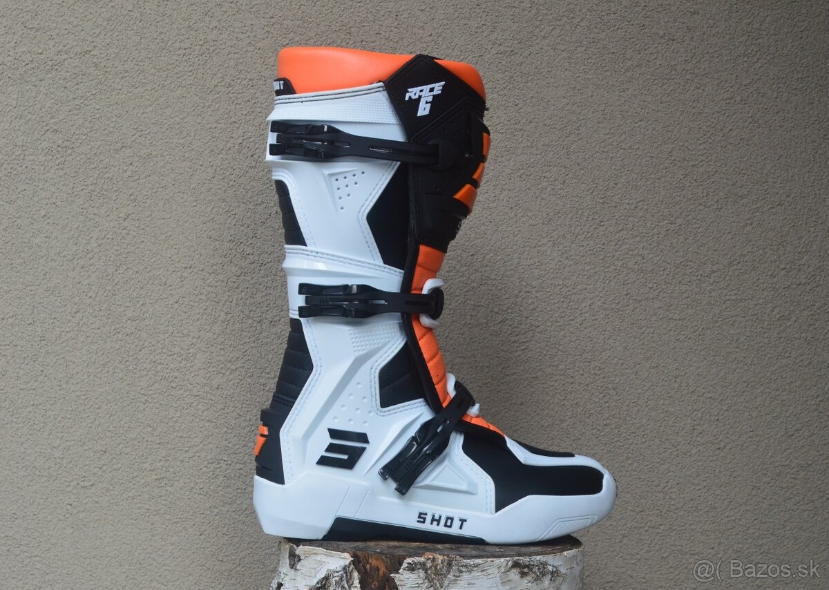 Čižmy topánky SHOT biele oranžové - 4