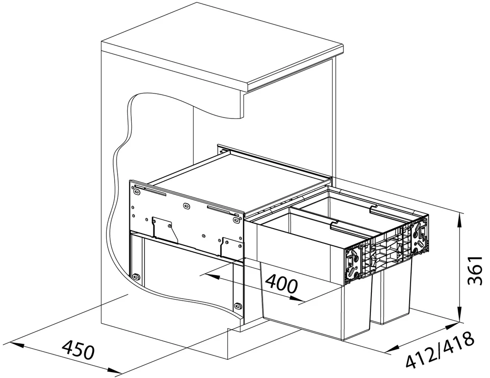 Blanco Select II 45/2 Výsuvný kôš s tlmením - 4
