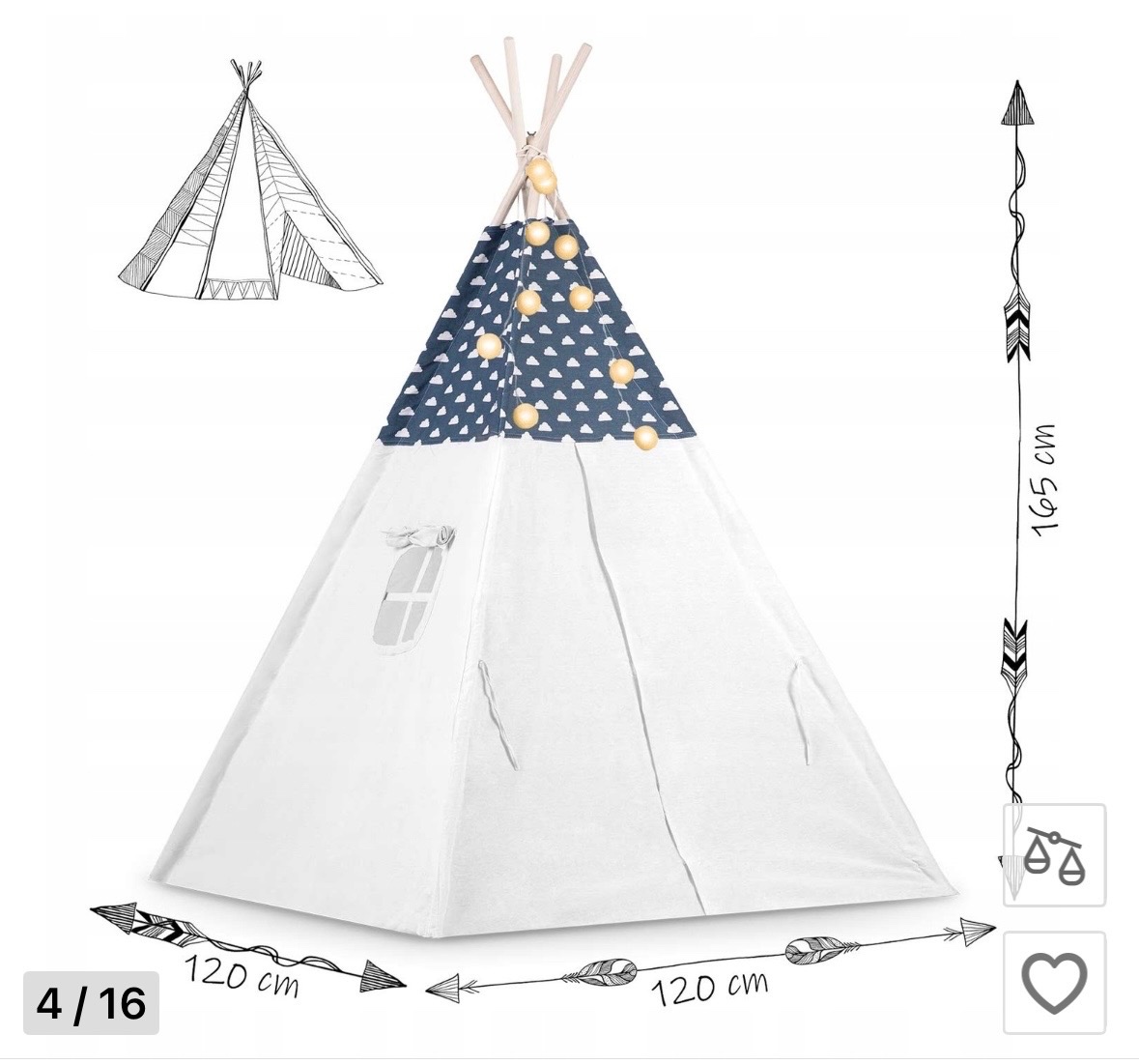 Nový Stan pre Deti Teepee štýl - 4