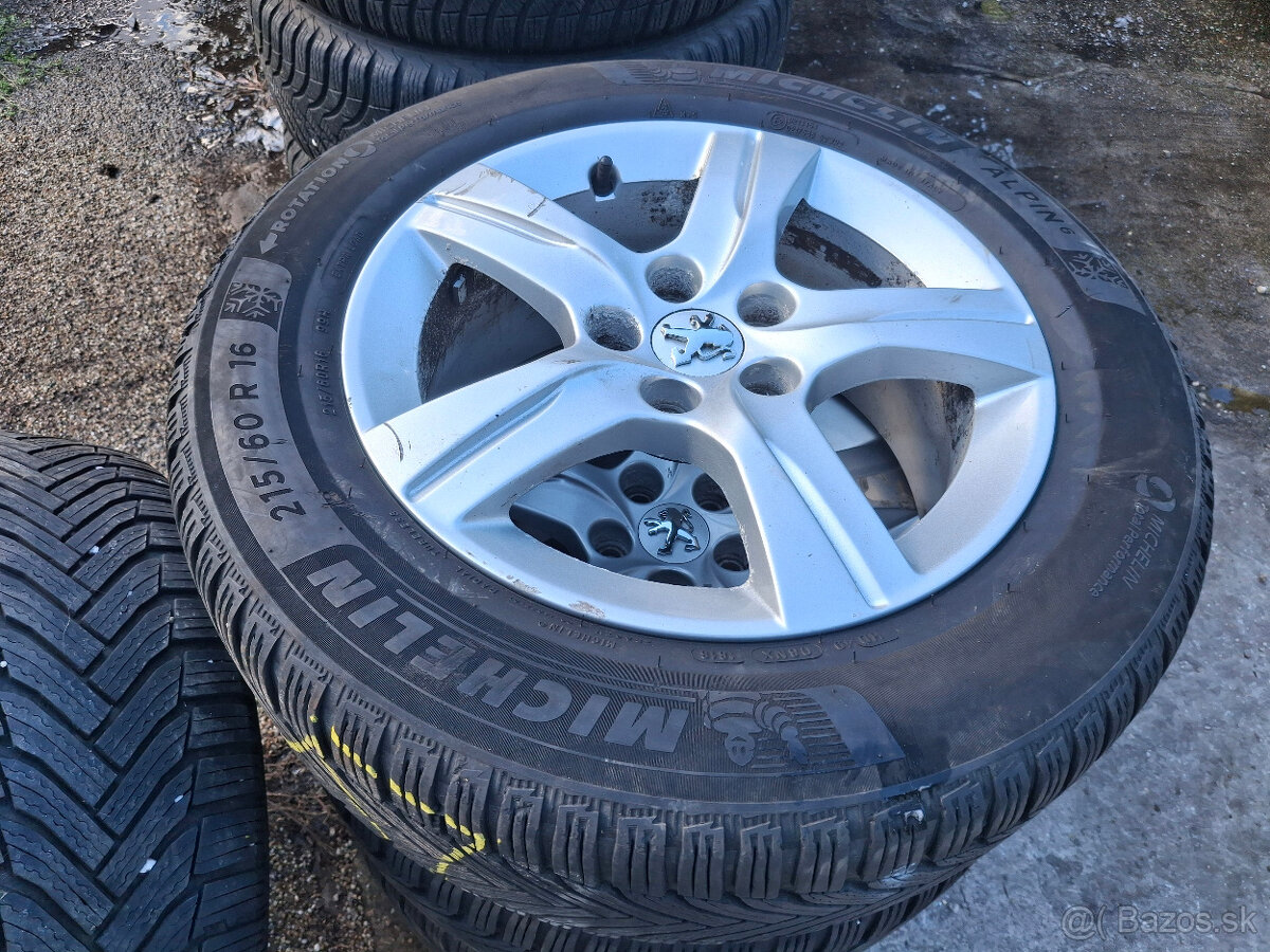 hliníkové disky 16" 5x108 peugeot + 216/60 r16 zimné - 4