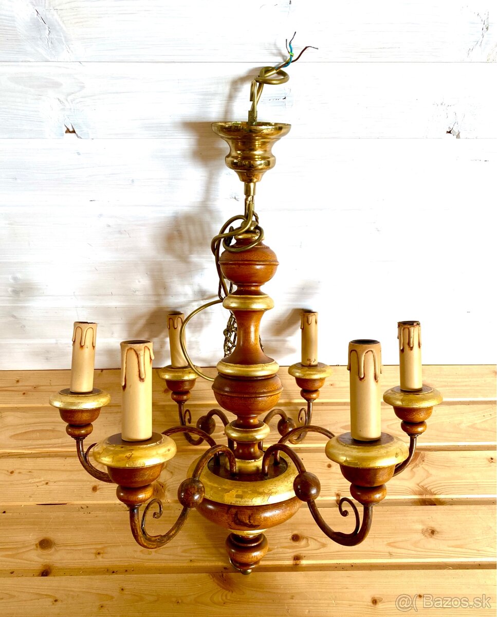 Starý dřevěný lustr - 4