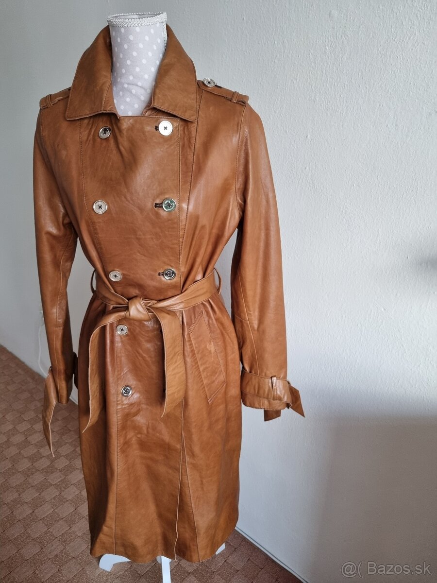 nový koňakový kožený kabát veľ. M - 4