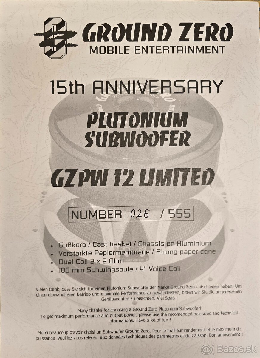 Subwoofer Ground Zero GZPW 12 limited - 4