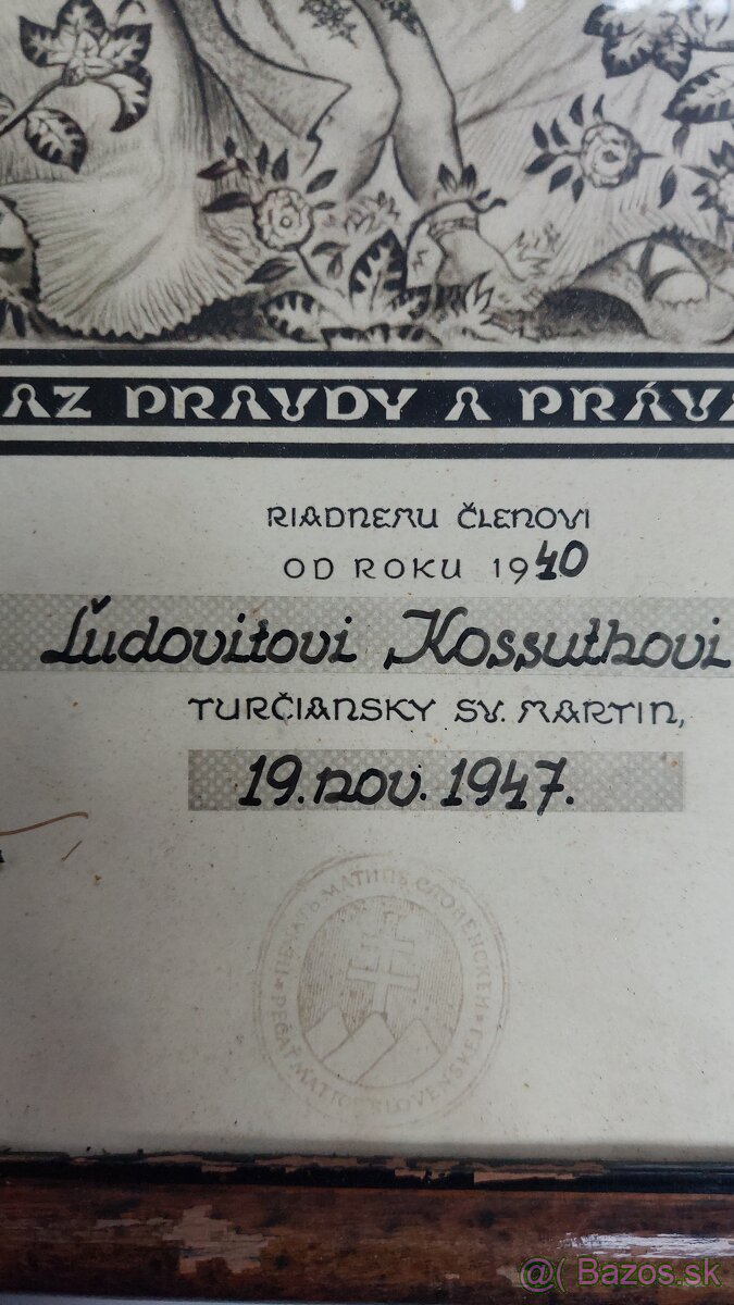 MARTIN BENKA-MATICA SLIVENSKA LITOGRAFIA ČLENSKÝ DIPLOM - 4