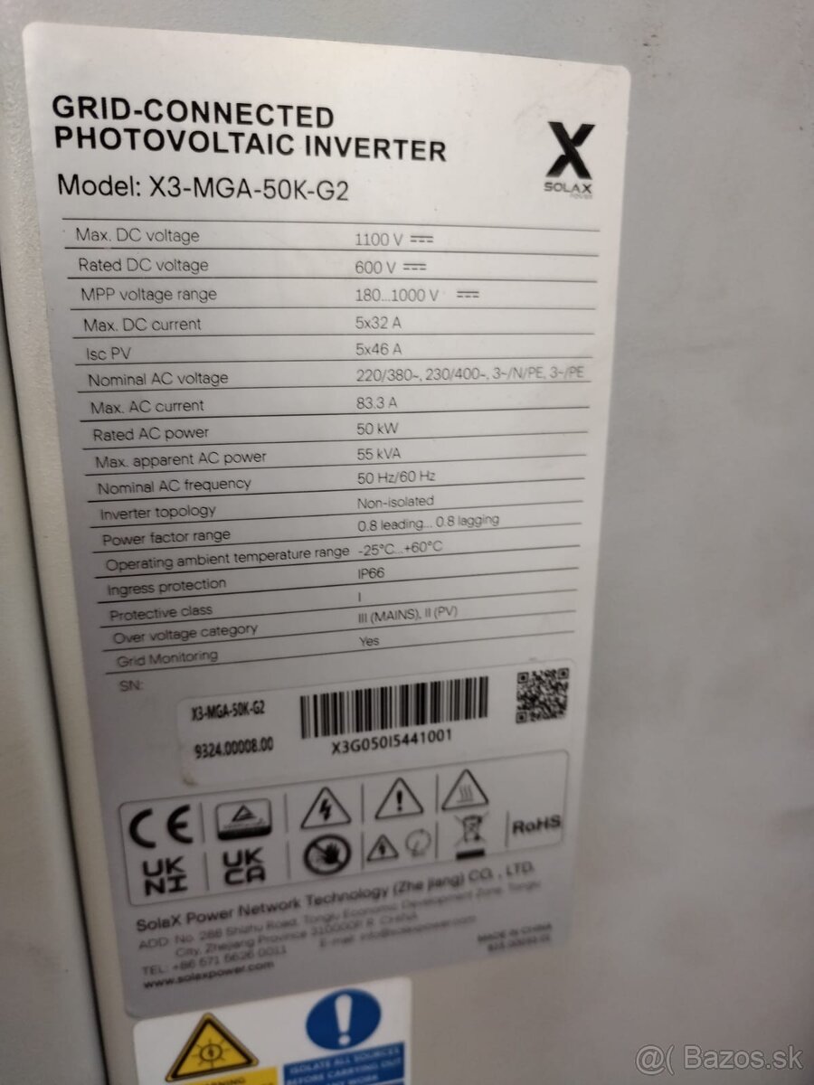Predám 2 meniče Solax X3-MGA-50K-G2 - 4