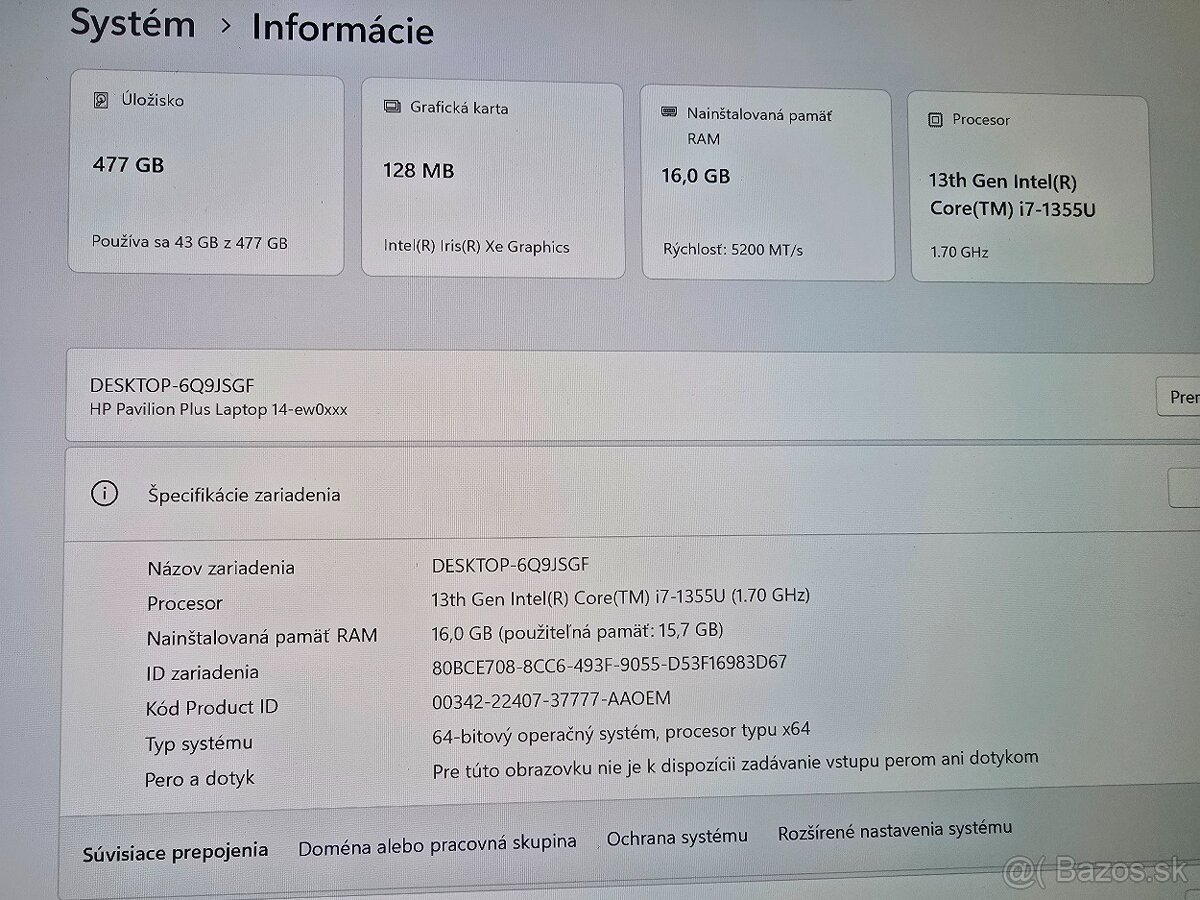 Kovovy HP Pavilion plus 14 OLED s i7 procesorom 13 generacie - 4