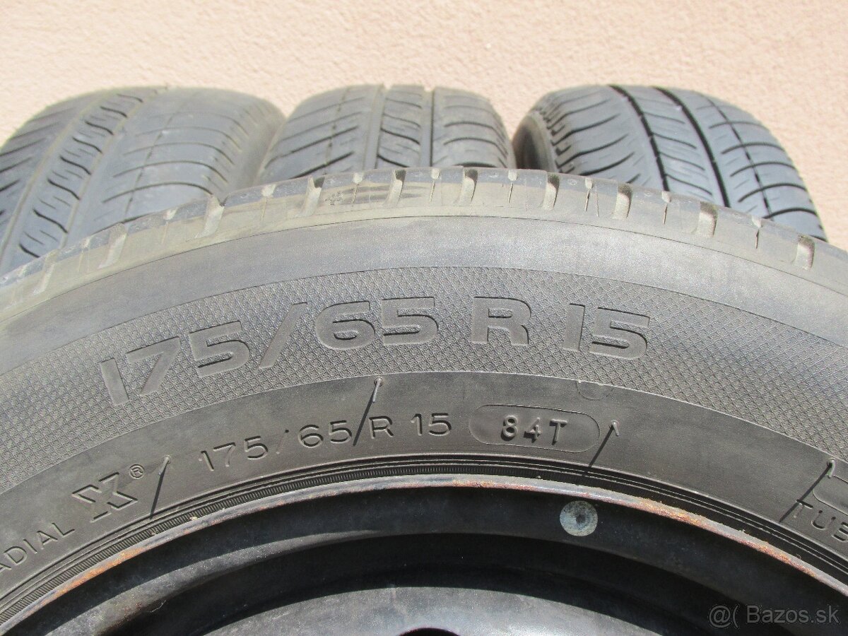 plechove disky 4x100 r15+letné pneumatiky michelin 175/65r15 - 4