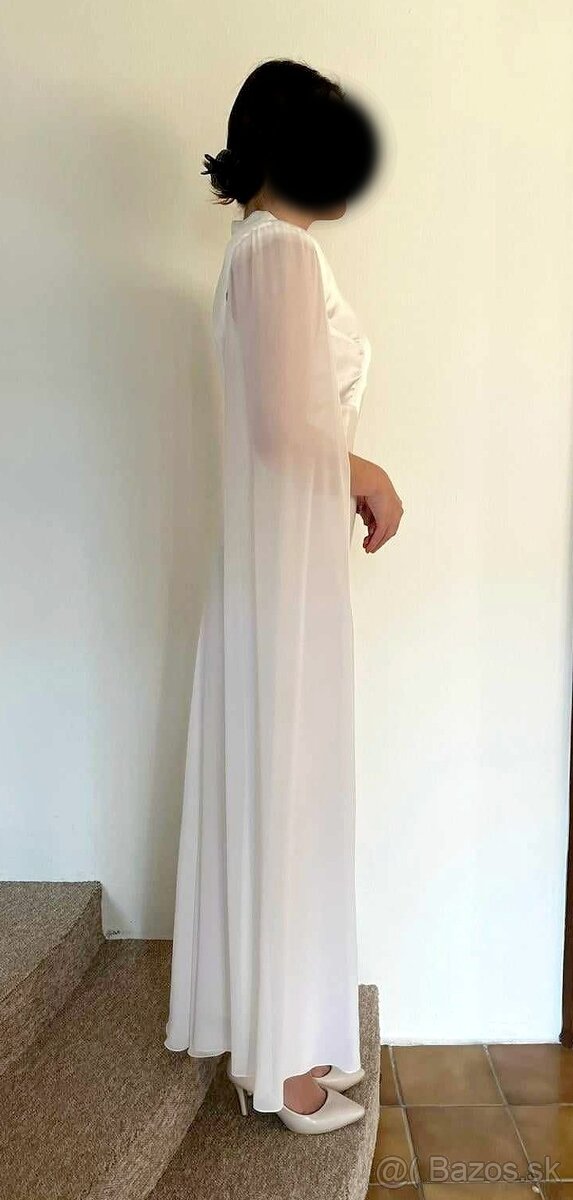 Dlhé spoločenské / svadobné /popolnočné biele šaty - 4