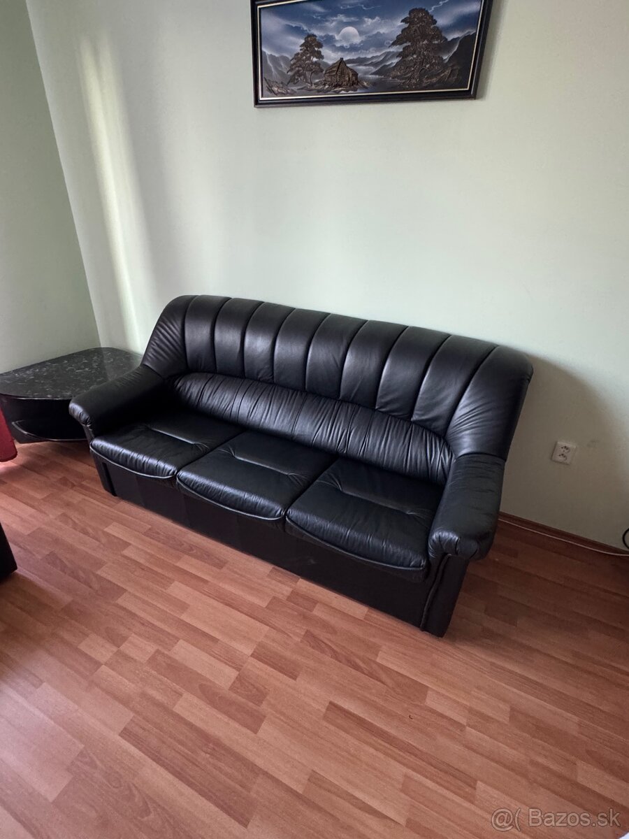 Sedacia súprava v čiernej koži - 4