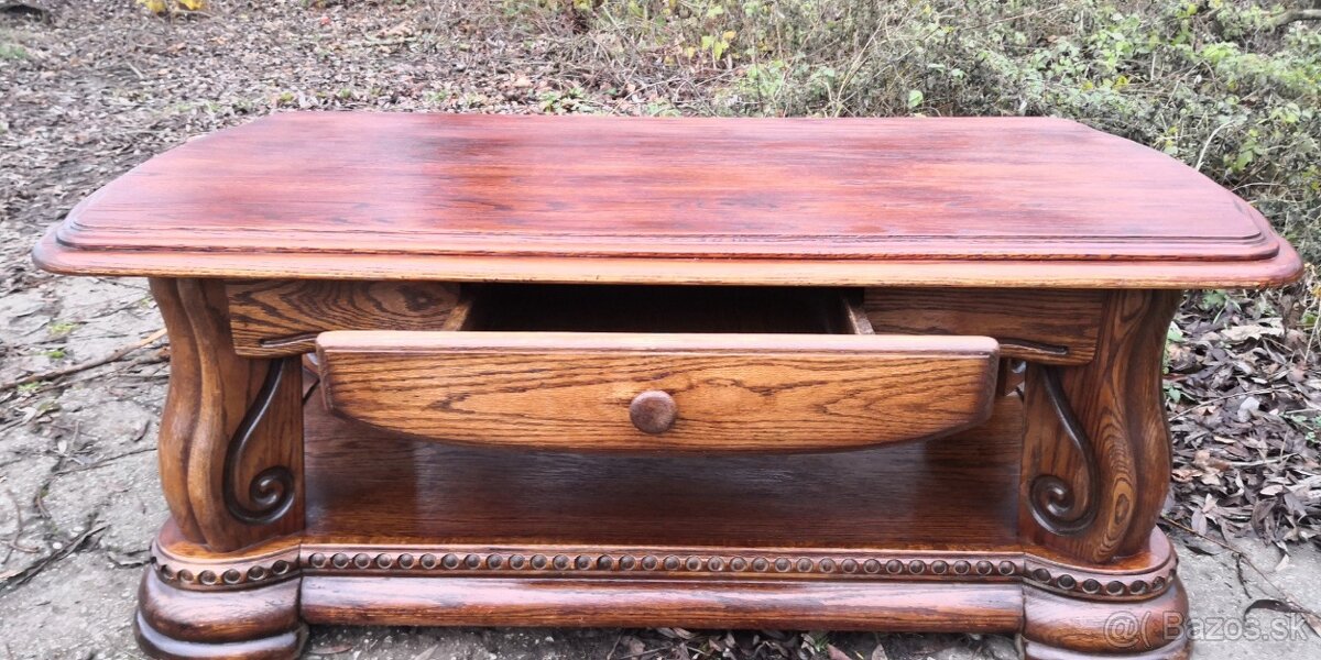 Masívny dubový konferenčný stôl so šuplíkom - 4