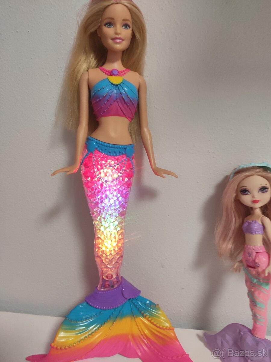 Barbie morská panna svietiaca + malá morská panna. - 4