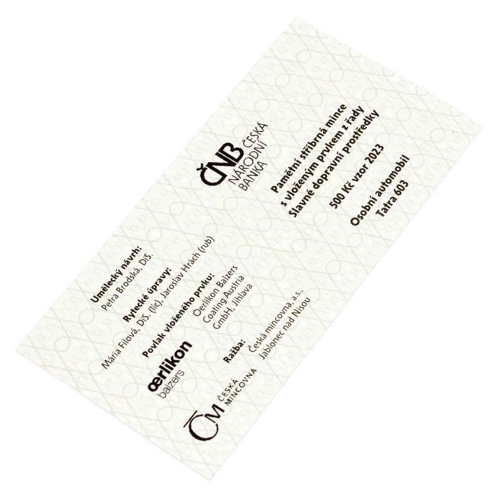 Stříbrná mince 500 Kč 2023 Osobní automobil Tatra 603 PROOF - 4