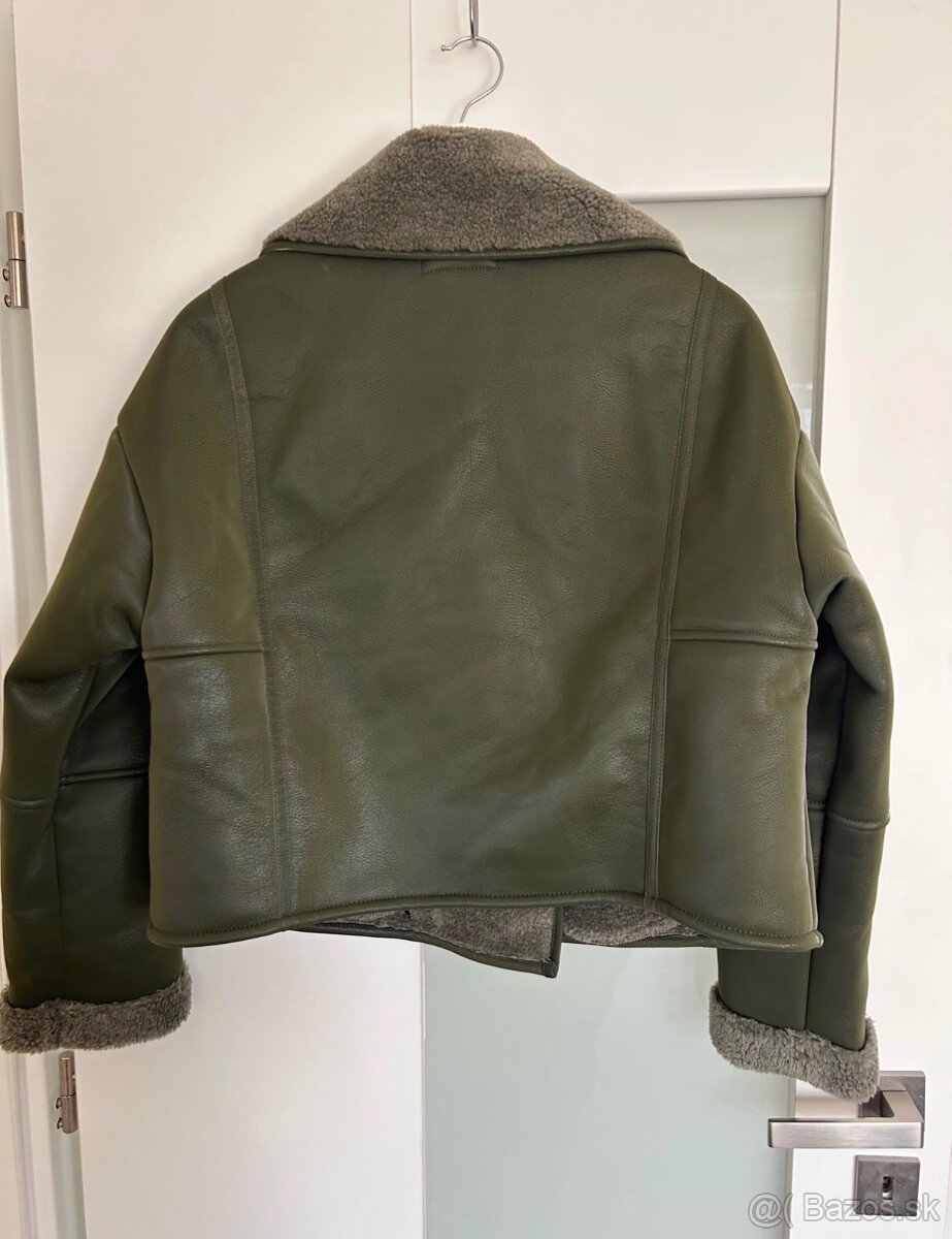 Khaki kožúšok, bunda veľ.M - 4