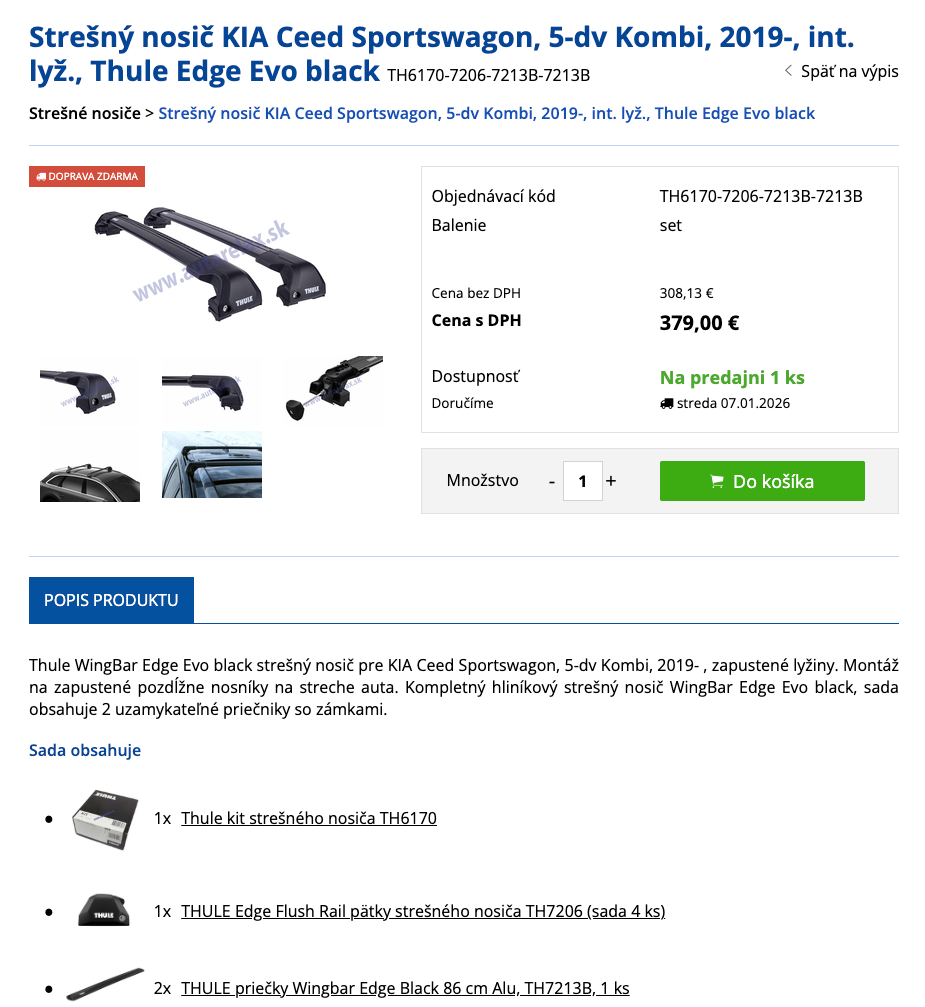 Strešný nosič Thule Edge Evo Black na Kia Ceed kombi - 4