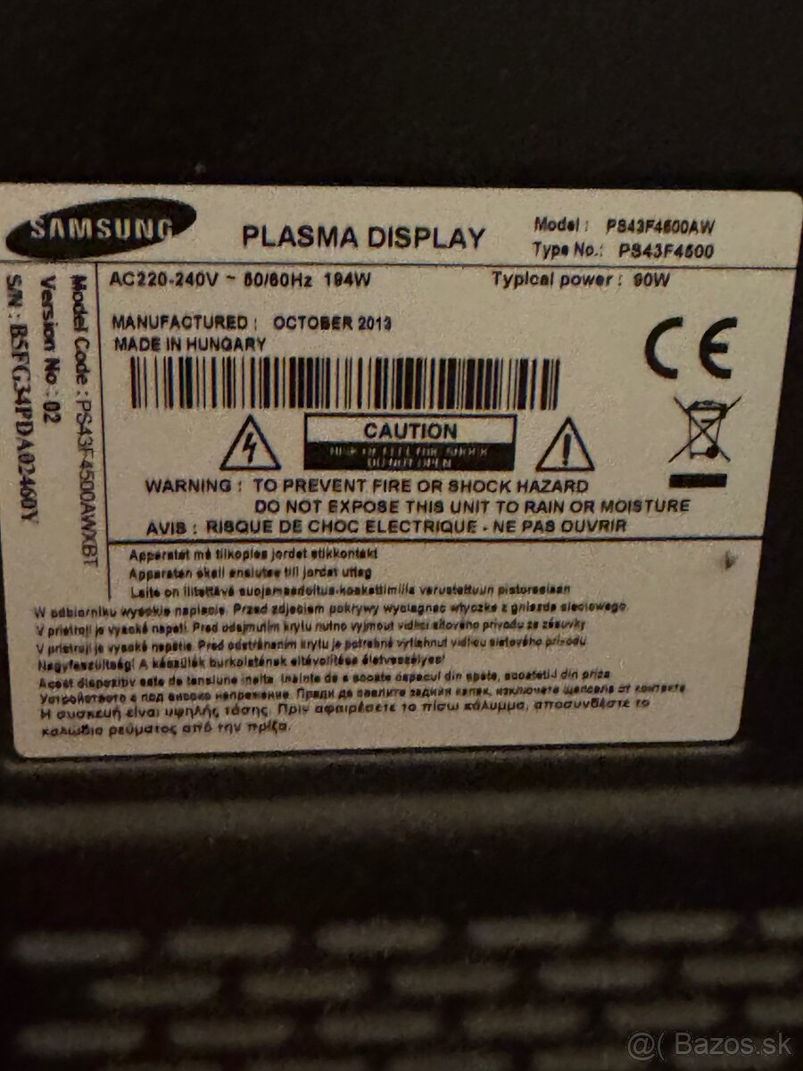 Plazmový televízor Samsung, uhl. 43” - 4