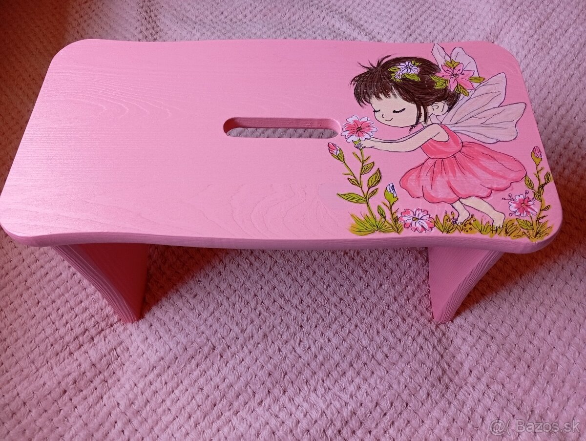 Stolček drevený maľovaný - 4