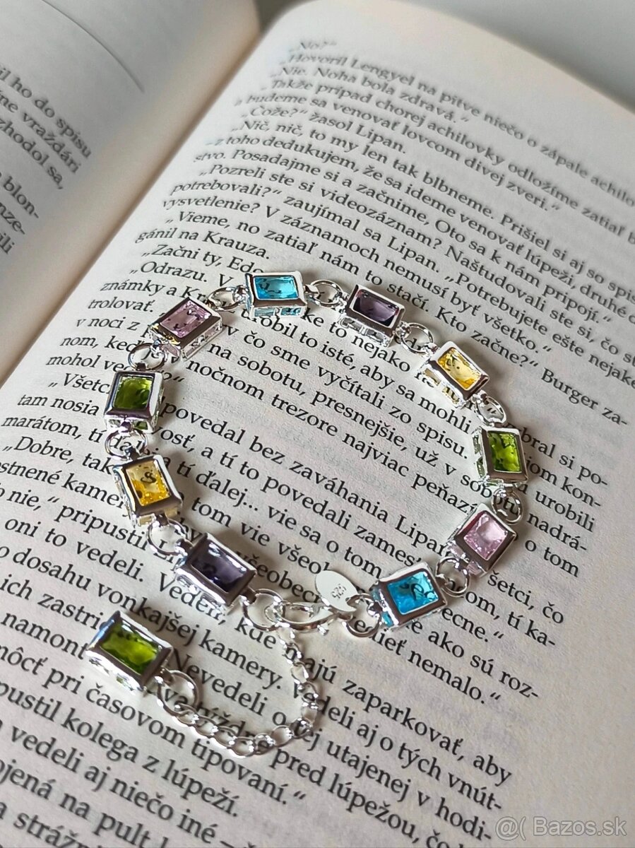 Náramok striebro 925 s kamienkami - 4