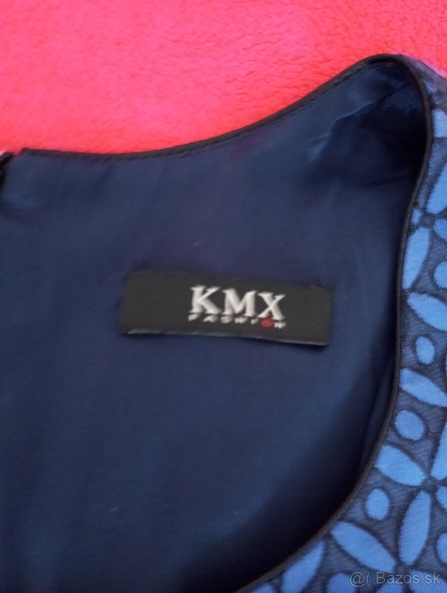 Spoločenské modro čierne šaty dlhý rukáv xxl - 4