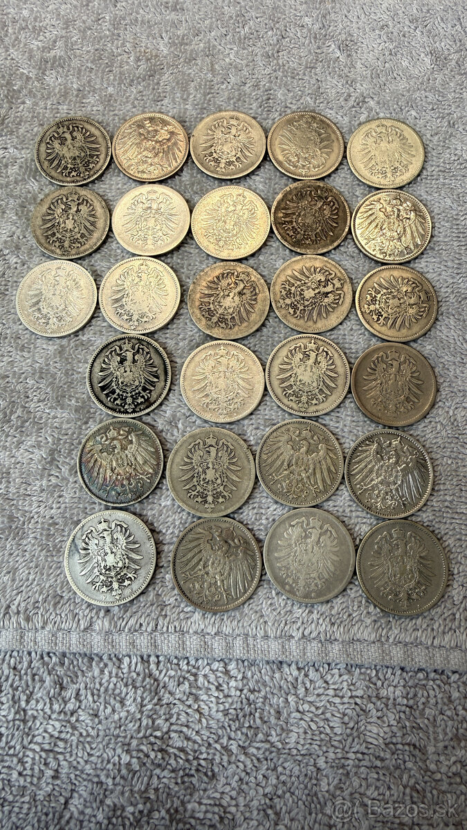 Stříbrná mince Německo – 1 Mark (1873–1907, Deutsches Reich, - 4