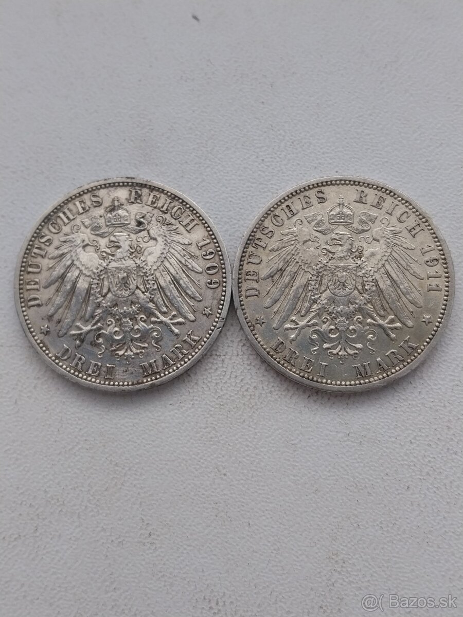 Mince Strieborne 3 a 5 marky nemecko - 4