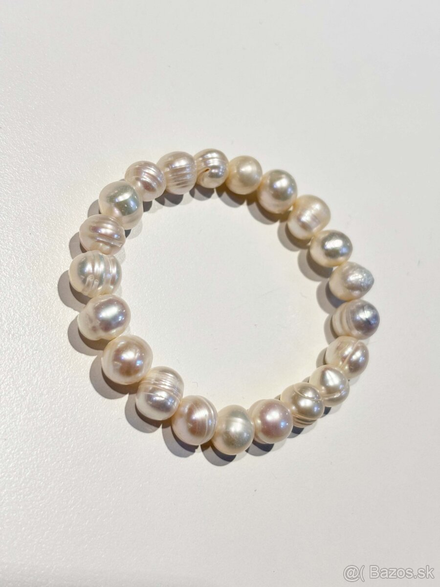 Perlový náramok z pravých bielych perál 9-10 mm - 4
