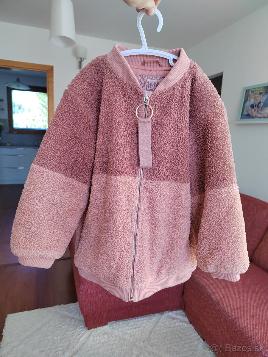 Bunda RESERVED - ružová, chlpatá v.122 - 4