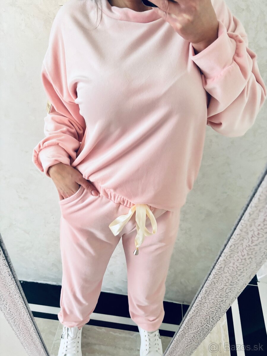 Damska talianska velurova suprava babypink - 4