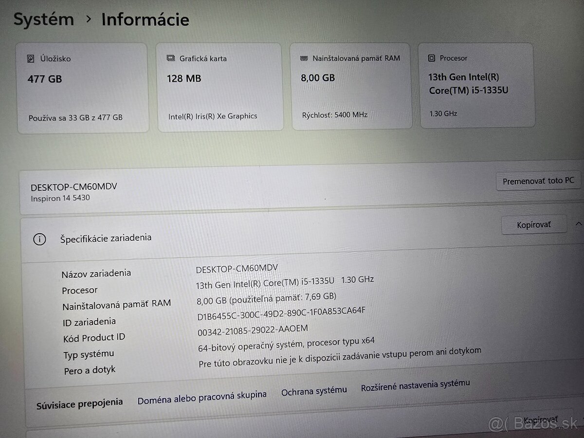 Kovovy Dell Inspiron 14 5430 v TOP STAVE s procesorom i5 13 - 4