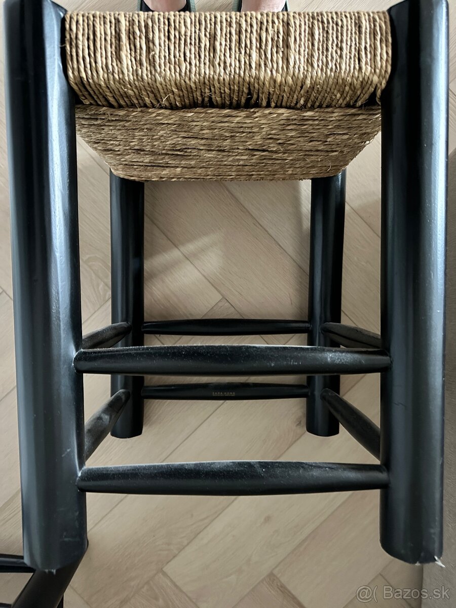Drevena pletena jutova taburetka - 4