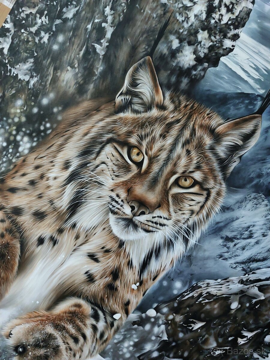 Hyperrealistická akrylová maľba / obraz Tatranský tiger - 4