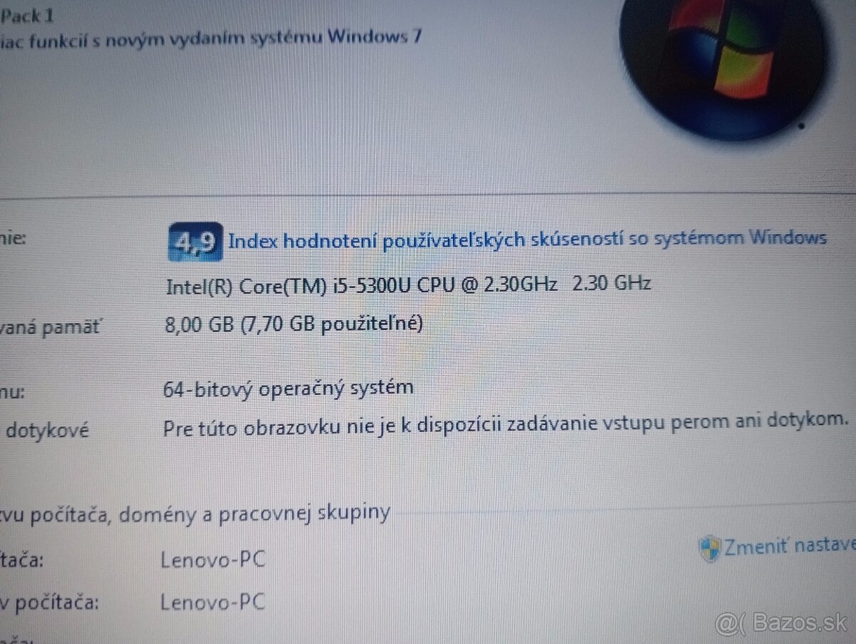 predám Lenovo Thinkpad T450 , Intel i5 , 8gb ram , Win 7 - 4