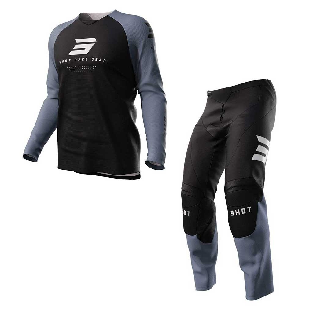 ENDURO MX SHOT čierny sivý set dres nohavice - 4