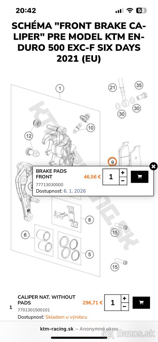 Ktm sx/ exc brembo strmen, adapter, kotuc MM - 4