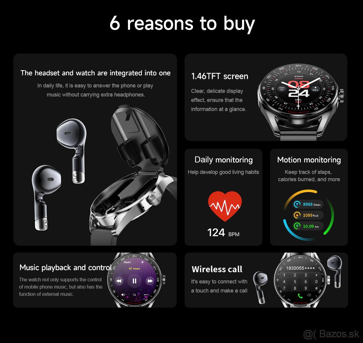 Smartwatch so slúchadlami bluetooth. - 4