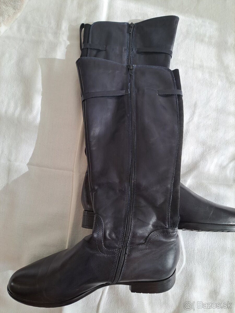 Tmavomodré kožené čižmy Baťa č. 42 - 4