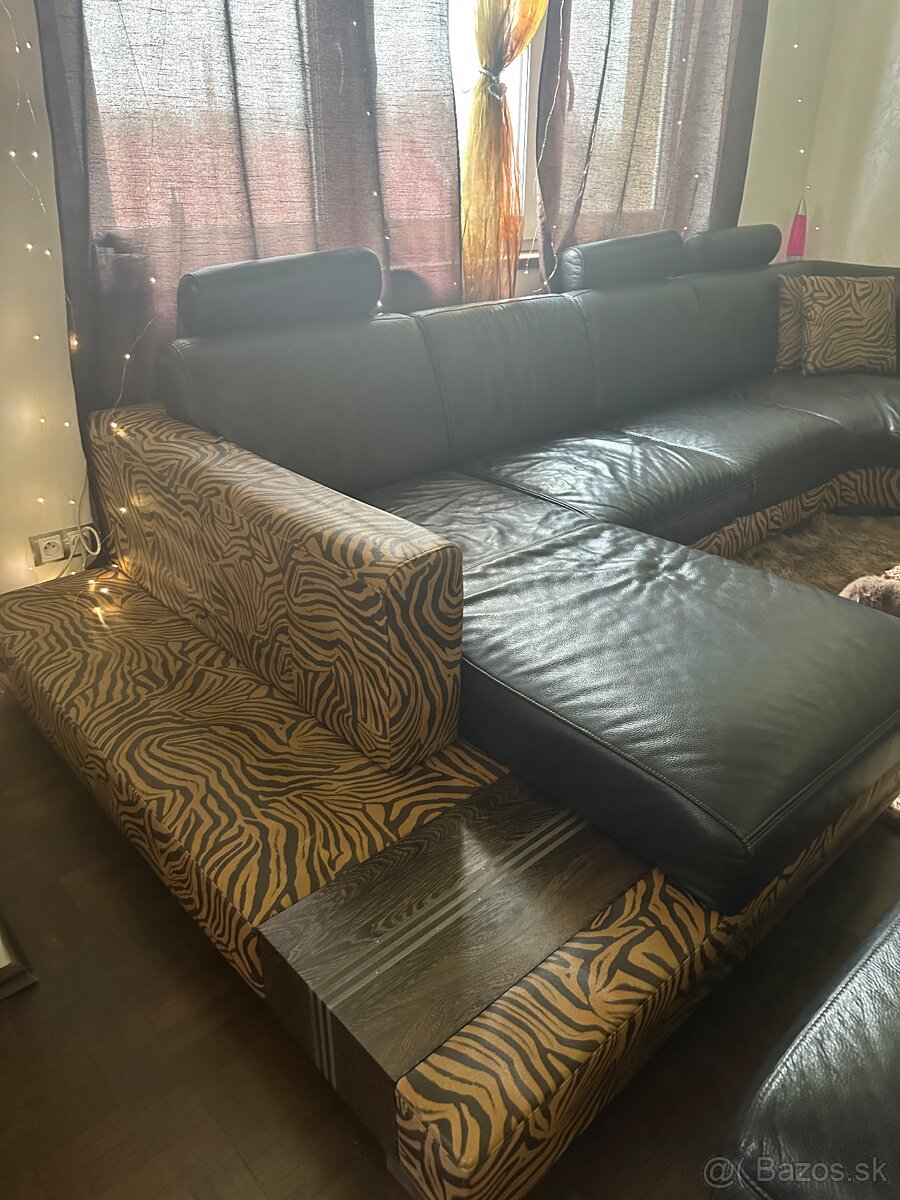 Kožená sedacia súprava +taburetka - 4