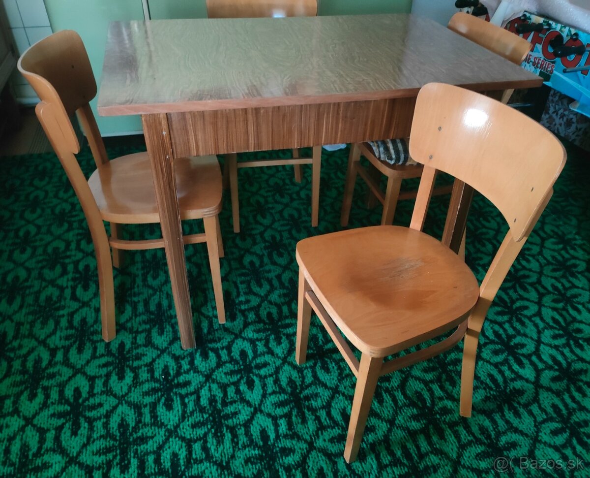 Retro set stôl + 4ks stoličky - 4