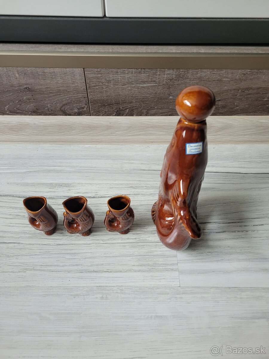STAROŽITNÁ KERAMICKÁ KARAFA RYBKA - 4