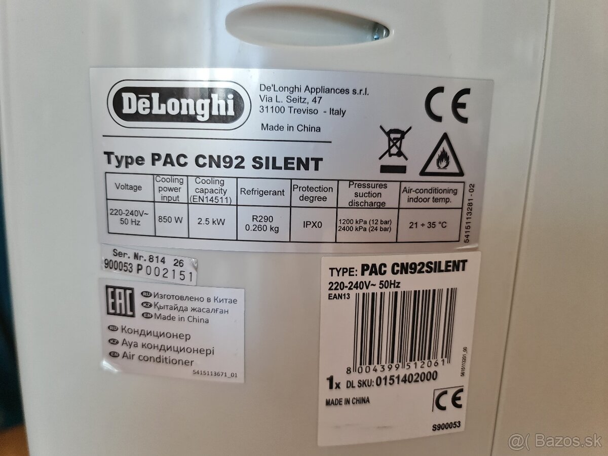 Prenosná klimatízacia DeLonghi PAC CN92 SILENT + Airlock - 4