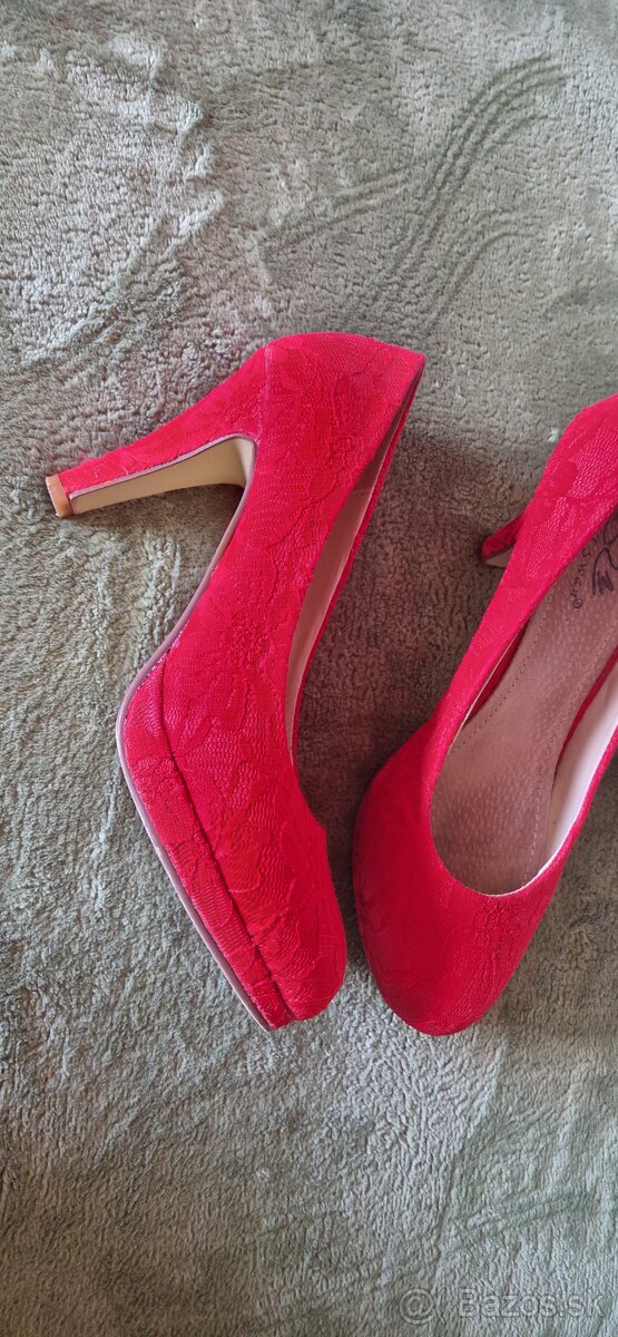 Čipkované lodičky na platforme v.39 - 4