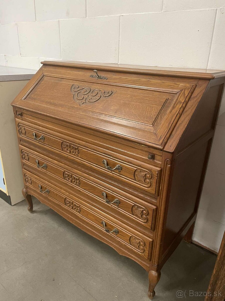 Vintage písací stolík, drevo, rozkladací, nepoškodený, d - 4