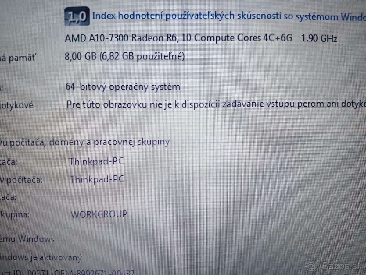Lenovo Thinkpad A555 , Windows 7 , AMD A10 4-jadro , 8gb ram - 4