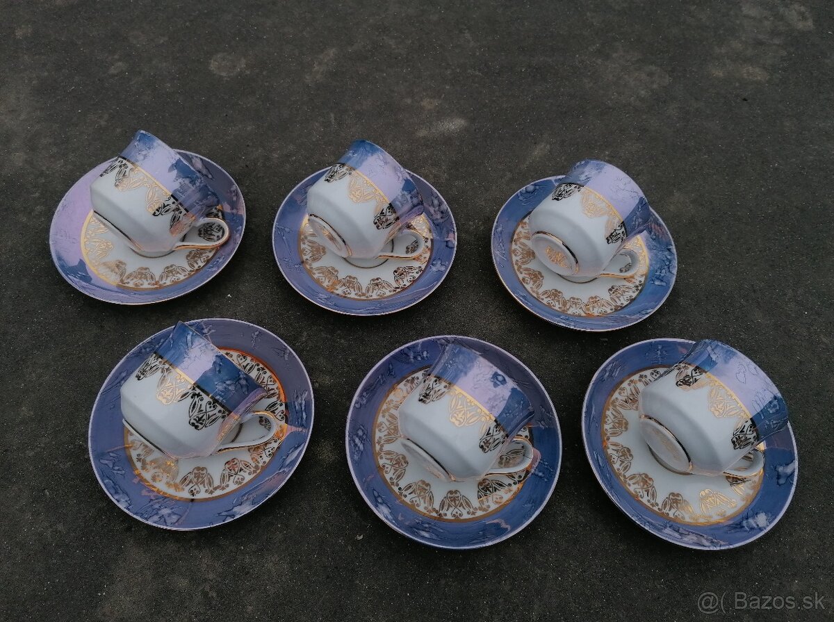 Predám zlato-modro-biela porcelánová sada - 4