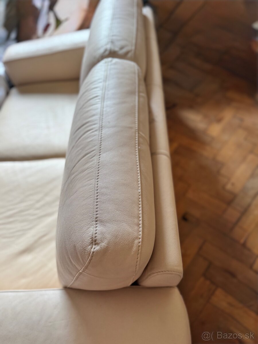 Kožená 2sedačka v bežovej farbe. - 4